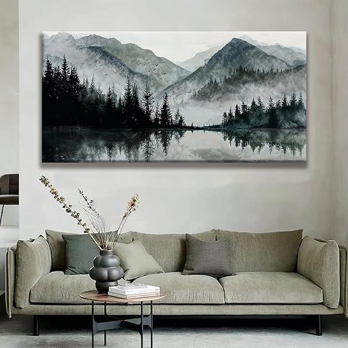 Modern Wall Art Natural Home Wall Decorations Canvas Art Wall Decor Prints Mountain Lake View Landscape Large Wall Art For Living Room Bedroom Kitchen Office Artwork Decor 29"×58"