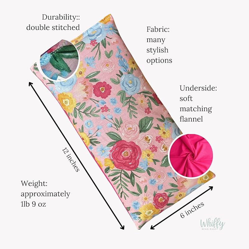 Large Microwave Heating Pad with Flax Seed, Scented or Unscented, Good For Back Pain or Cramps, Moist Heat Therapy or Ice Pack, Microwavable Bean Bag, 6" x 12" (Patchwork, Chamomile)