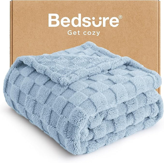 Bedsure GentleSoft Light Blue Throw Blanket for Couch - Super Soft Cozy Blankets Gifts for Women Men Girls, Cute Small Fleece Throws for Bedroom Home Decor, 50x70 Inches