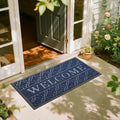 Yimobra Welcome Mat Outdoor Indoor, All-Season Waterproof Front Door Mat Outside Entrance, All-Weather Heavy Duty Non-Slip Doormat, Low Profile Porch Patio Entrance Mats, 47x24, Blue