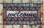 Door Mat Welcome Mat, Heavy Duty Door Mat 23.6 x 35.4 Inch Front Door Mat Rug Doormat for Outdoor Entrance Home Non-Slip Rubber Rug for Front Door, Outside, Entryway, Patio (Brown Welcome)