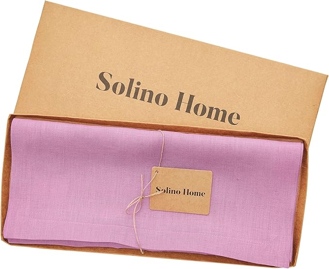 Solino Home Linen Violet Table Runner 48 Inches - 100% Pure Linen Farmhouse Short Table Runner 14 x 48 Inch Ideal for Dresser and Coffee Tables - Halloween - Fete