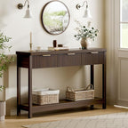 Lulive 51" Fluted Console Table for Entryway, Entryway Table with 3 Wooden Drawers, Farmhouse Behind Sofa Table for Living Room, Hallway, Couch, Foyer