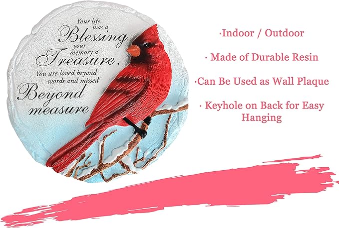 Spoontiques - Garden Décor - Cardinal Stepping Stone - Decorative Stone for Garden