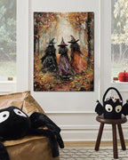 Halloween Canvas Wall Art, Vintage Three Witches Poster, Gothic Dark Academia Wall Decor, Spooky Halloween Decor for Living Room, Bedroom & Bathroom, Framed Fall Decorations Indoor