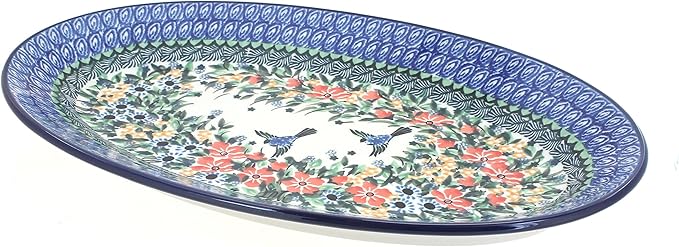 Blue Rose Polish Pottery Maria Oval Platter