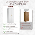 71" White Wardrobe Closet with 2 Doors, Metal Armoire Wardrobe Cabinet with Hanging Rod and Adjustable Shelves, Clothing Storage Cabinets for Bedroom, Laundry Room, Home Office