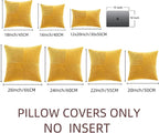 Fancy Homi 2 Packs Gold Yellow Big Decorative Throw Pillow Covers 24x24 Inch for Couch Bed Sofa, Rustic Farmhouse Boho Home Decor, Soft Corss Corduroy Patchwork Accent Square Cushion Case 60x60 cm