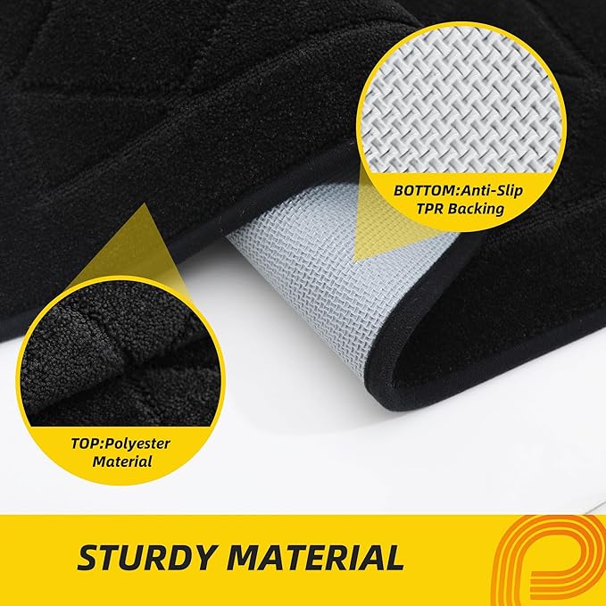 JSEI Dirt Trapper Door Mat 36"x60", Non-Slip Washable Entryway Mats, Dog Door Mat, Stain Resistant and Absorbent Floor Mats, Low Profile Welcome Mat for Front Back Door, Black