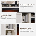 Fireplace TV Stand for 80 Inch TV, 35.7" Tall Farmhouse Entertainment Center W/36'' Electric Fireplace, Media Console with Large Storage Cabinets and Drawers for Living Room, Antique White