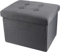ALASDO Storage Ottoman Footrest Stool Small Ottoman with Storage Foldable Ottomans Foot Rest Footstool Bench for Living Room 17x13x13inches Grey