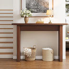 AVZEAR Mid Century Narrow Entryway Console Table, 43.3" Fluted Wood Couch Table Behind Sofa Long and Skinny for Living Room Hallway Entrance Foyer, Walnut