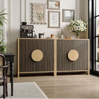 65 Inch TV Stand, Mid Century Modern Entertainment Center with Storage Cabinets & Adjustable Shelves, Media Console TV Credenza for Living Room, Dining Room, Hallway, Walnut