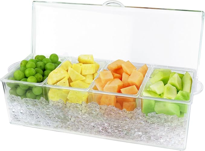 Estilo 4 Section Condiment on Ice, Clear (1-(Pack))