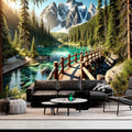 BSFHH Nature Tapestry Forest Tree Sea Cave Wall Hanging, Stream Through Rainforest Landscape Wall Art Tapestry for Bedroom Living room (Snow Scene, 110" × 87", Unframed)