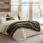 Luxury Faux Fur Throw Blanket, Soft Fluffy Faux Mink Blankets for Bed, Couch, Sofa, Thick Cozy Plush Warm Fur Throws with Reversible Velvet, Ombré Sable Brown, 60"x80"