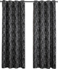 Grommets Blackout Long Window Curtains Black Silver-52W*84L 2PCS Drapes for Bedroom