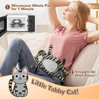 Microwave Heating Pad for Pain Relief, 17" x 9" Microwavable Heating Pads for Cramps, Back Pain, Neck Shoulder, Muscles, Knee, Joints, Natural Heat Pack Moist Heat, Gray Tabby Cat