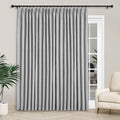Macochico 120”Wx102”L 100% Blackout Linen Curtains Pinch Pleated Thermal Panels for Sliding Door Bedroom Living Room Farmhouse Shabby Chic Light Grey Burlap Curtains with Tieback 1 Panel