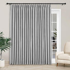 Macochico 120”Wx102”L 100% Blackout Linen Curtains Pinch Pleated Thermal Panels for Sliding Door Bedroom Living Room Farmhouse Shabby Chic Light Grey Burlap Curtains with Tieback 1 Panel