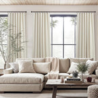 100 Inch Length Custom Summer Curtains for Windows Living Room Viral Back Tab Pleated Extreme Blackout Curtain Linen Designer Drapes for Sliding Glass Doors Patio 52 Wide x 100 Long Tall 2 Panel Beige
