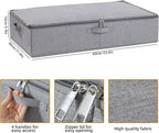 Underbed Storage Box, 23.6 x 11.8 x 5.9 Inch Clothes Organizer With Sturdy Structure and Reinforced Handles for Blanket, Sheets, Pillows, Towels, Shoes, Grey, 2 Pack