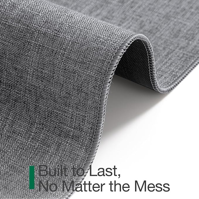 LUMI Ultra Thin Door Mat for Entryway,32"x48" Low Profile Non Slip Rubber Backing Indoor Doormat, Easy Clean Welcome Entrance Mat for Inside House, Patio,Dark Grey