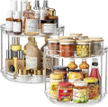 2 Pack 2 Tier Lazy Susan Organizer, 9.25'' Lazy Susan Turntable for Cabinet, Stackable Turntable Organizer Rotating Spice Rack Organization for Kitchen Countertop, Pantry, Bathroom, Clear