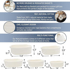 NaturalCozy 5-Piece Rectangle Storage Basket Set- Natural Cotton Rope Woven for Organizing! Small Basket for Montessori, Baby Nursery, Dog Toy Baskets, Cat Toy Box, Bathroom Organization Bin