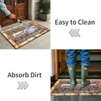 Door Mat Welcome Mat, Heavy Duty Door Mat 17.7 x 29.5 Inch Front Door Mat Rug Doormat for Outdoor Entrance Home Non-Slip Rubber Rug for Front Door, Outside, Entryway, Patio (Brown Welcome)