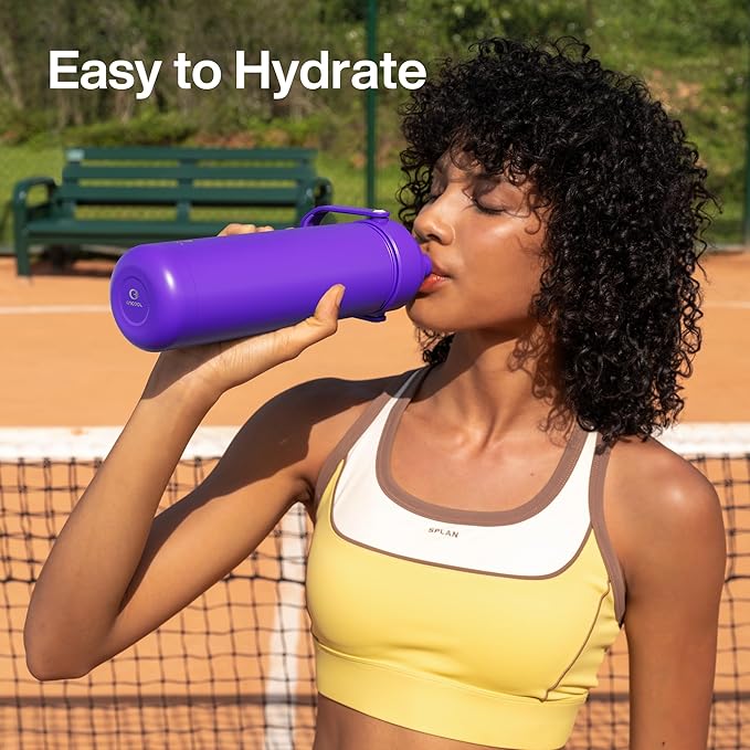 Insulated Water Bottle with Straw Stainless Steel Water Bottle, Leak-Proof, BPA-Free, Double Wall Vacuum Keeps Cold for 24 Hours for Sports, Travel, School (18 oz, Violet)
