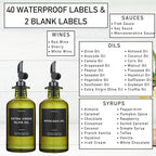 Green Glass Olive Oil Dispenser Bottle For Kitchen By Verpsace,Avocado Oil Dispenser Set, Modern Decor, Gold Kitchen Accessories for Home, Airbnb, Cafe (Black, Set of 2)
