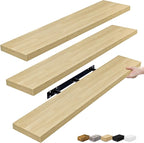 Sorbus Floating Shelves for Wall - 48 Inch Long Bathroom Shelves, Wall Decor for Bedroom, Kitchen, Living Room & Book Storage - Mounted Floating Shelf with Invisible Brackets (Maple Wood, 3 Pack)