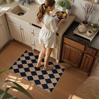 Lahome Checkered Easy Jute Kitchen Rug, 2x3 Indoor Door Mat Small Neutral Area Rug, Farmhouse Diamond Non Slip Non Shedding Lightweight Floor Carpet for Entry Porch