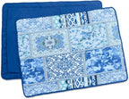 NEWLAKE Quilted Cotton Bed Pillowcases, Blue Classic Bohemian Pattern, 2 Pieces, 20x27 Inch