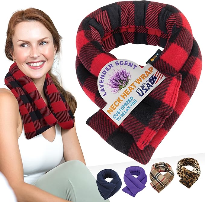 SunnyBay Microwave Heating Pad, Microwavable Heated Neck and Shoulder Wrap, Soothing Weighted Moist Heat or Ice Pack with Flaxseed and Lavender, FSA HSA Approved, 26x5 Inches, 2.5 lbs, Buffalo