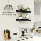 Black Floating Shelves for Wall, 16 inchs x 6.7” deep x 1.4” Wall Shelf for Bathroom Bedroom, Living Room, Kitchen, Office Home Decor, Narrow Wood Shelves with Invisible Brackets Set of 2