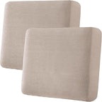 H.VERSAILTEX Super Stretch Individual Seat Sofa Covers Couch Slipcover Sets Thick Jacquard Textured Twill Fabric (2 Piece Large Sofa Cushion Covers, Sand)