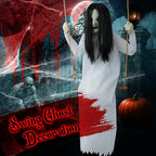 Halloween Decorations Outdoor Indoor Haunted Swinging Girl, Scary Ghost on Swing for Yard Porch, Creepy Motion Easy to Hang