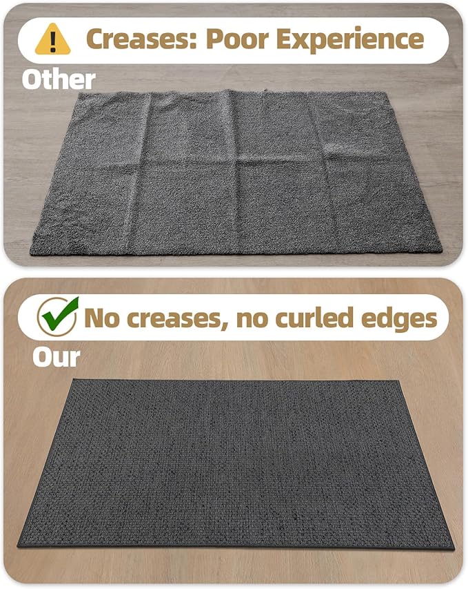 Color&Geometry Front Door Mat Indoor 26"x47", Rugs for Entryway, Non Slip Washable Low-Profile Inside, Entry Mat Entry Rug Door Mat Indoor Entrance, Grey (Rolled-up NO Creases)