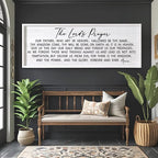Our Father Prayer Bible Verse Framed Wall Art, 40''×15'' White Horizontal Religious Christian Lords Prayer Sign for God Jesus Christ Prayer, Rustic Holy Inspirational Catholic Scripture Decor