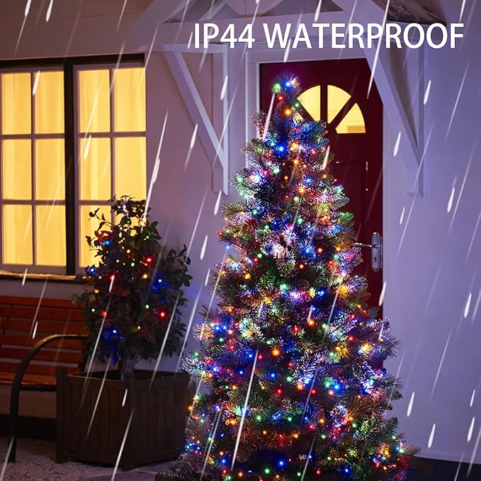 Dazzle Bright Multi-Colored Christmas String Lights, 164ft 2000 LED Waterproof Green Wire Fairy Lights with 8 Modes, Outdoor Lights for Xmas Tree Holiday Wedding Party Christmas Decorations