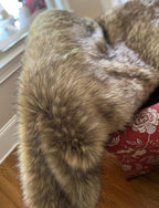 Brown Faux Fur Throw Blanket and Bedspread Caramel and Coffee Colors, Realistic Faux Brown Wolf - Light & Dark Brown Faux Fur - Luxury Throw Blanket, Made in USA, 16406