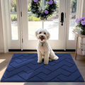 hicorfe Front Door Mat Outside Entrance,32"x40" Absorbent Muddy Dirt Resist Welcome Door Mats Outdoor Indoor,Stain and Fade Resistant,Non Slip Backing Entry Mat Doormat for Entryway(Navy Blue)