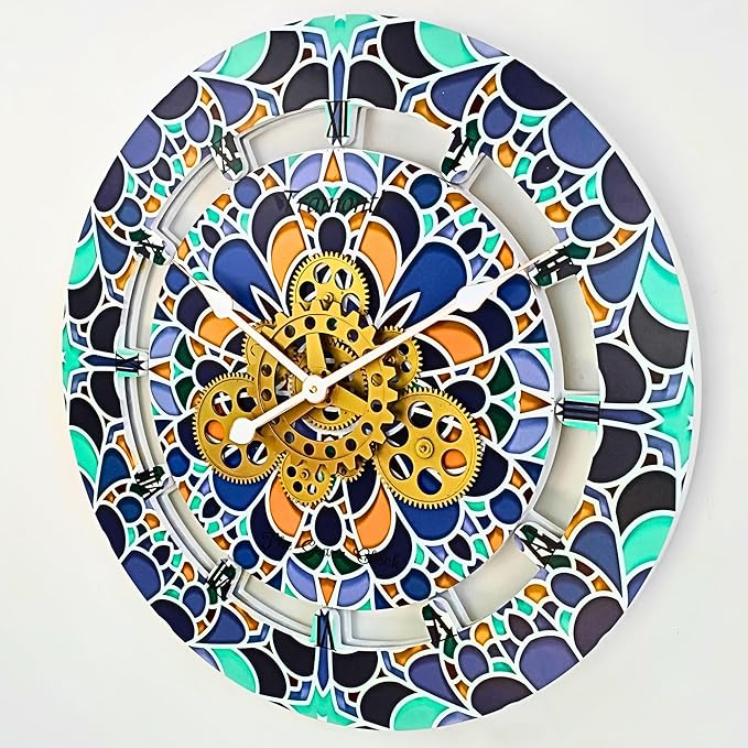 The Gears Clock Wall Clock Italy Collection with Moving Gears (Tramonti, 24 inch Round)