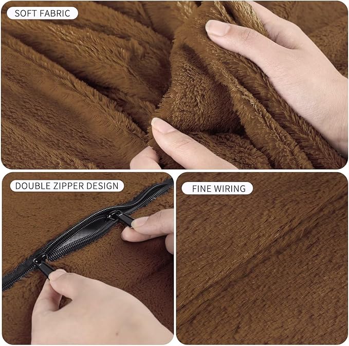 Bean Bag Chair for Adults 4FT,Soft Removable Cover for Teens/Girls Bedroom,Fluffy Giant Round Floor Beanbag Lounger Chairs (No Filler,Deep Coffee)