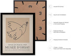 Poster Master Vintage Poster - Retro Minimalist Print - Gift for Artist, Friend - Dove Of Peace, Line Drawing, Sketch, Abstract - Wall Decor for Living Room, Bedroom, 8x10 Black Framed