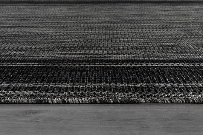 Beverly Rug Large Outdoor Rug 10x14 Modern Bordered Area Rugs for Indoor and Outdoor Patio Deck Porch Garden Waterproof Weather Sun Resistant Washable Outside Carpet (10 x 14 Black)