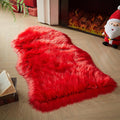AMTOVO Faux Fur Rug, Red Area Rug, Fluffy Sheepskin Rug, Fuzzy Ultra Soft 2 x 4 ft Shag Rugs for Bedroom Sofa Throw Cushion Room Decor, Sheepskin