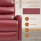 Manual Swivel Rocker Recliner Chair for Adults, Overstuffed Reclining Glider Chair for Nursing with Vibration Massage & Heat, Living Room Rocking Recliner 3-Stage backrest, Faux Leather Red